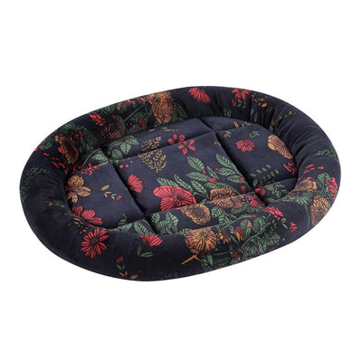 Floral Oval Cat Dog Bed Soft Cozy Washable Warm Pet Bed 42x36x4cm
