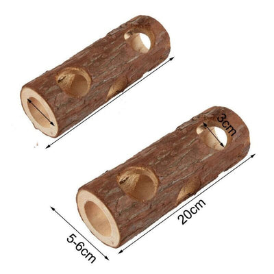 YES4PETS 20CM Hideout Mouse Tube Toy Burrows Animals Cage Wooden Hamster Tunnel for Rats