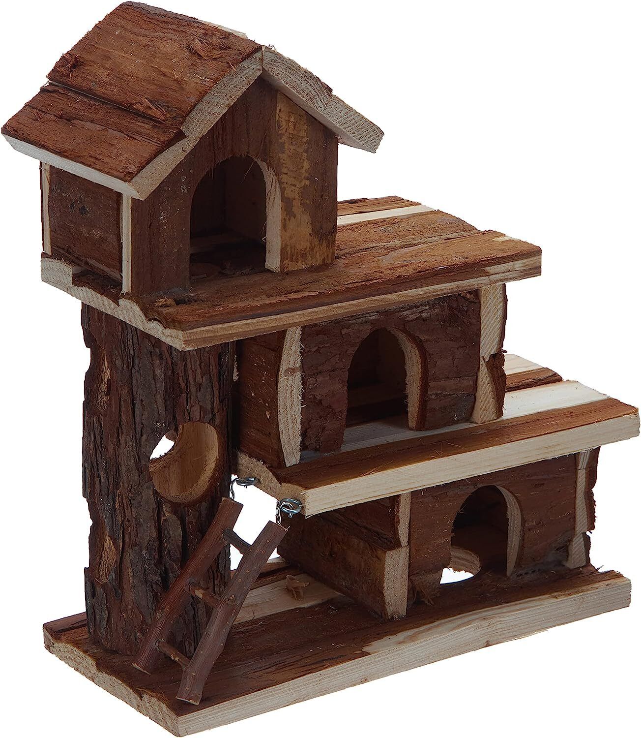 YES4PETS Wood Hamster Castle House Shelter Guinea Pig Cage Sleeping Nest Habitat Toy Garden Decor