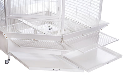 YES4PETS 185cm XXL White Corner Bird Cage Pet Parrot Aviary Perch Castor Wheel With Cover