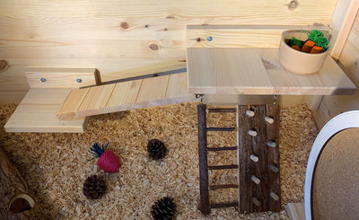 2 X YES4PETS Natural Wooden Hamster Guinea Pig Rat Mini Rabbit Climbing Wall Ladder Garden Decor