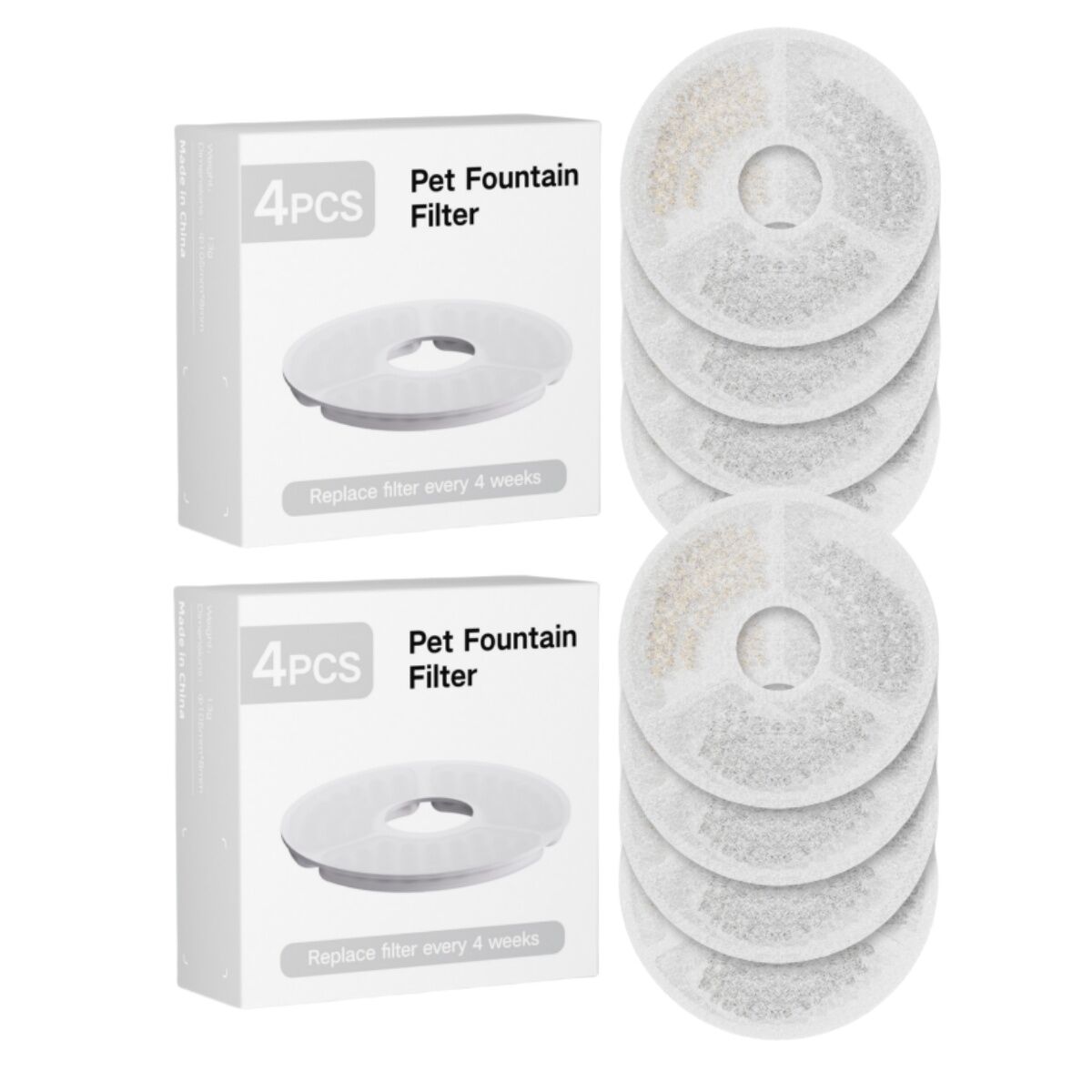 YES4PETS 8 x Pet Dog Cat Fountain Filter Replacement Activated Carbon Ion Exchange Resin Triple Filtration System Automatic Water Dispenser W7 W8