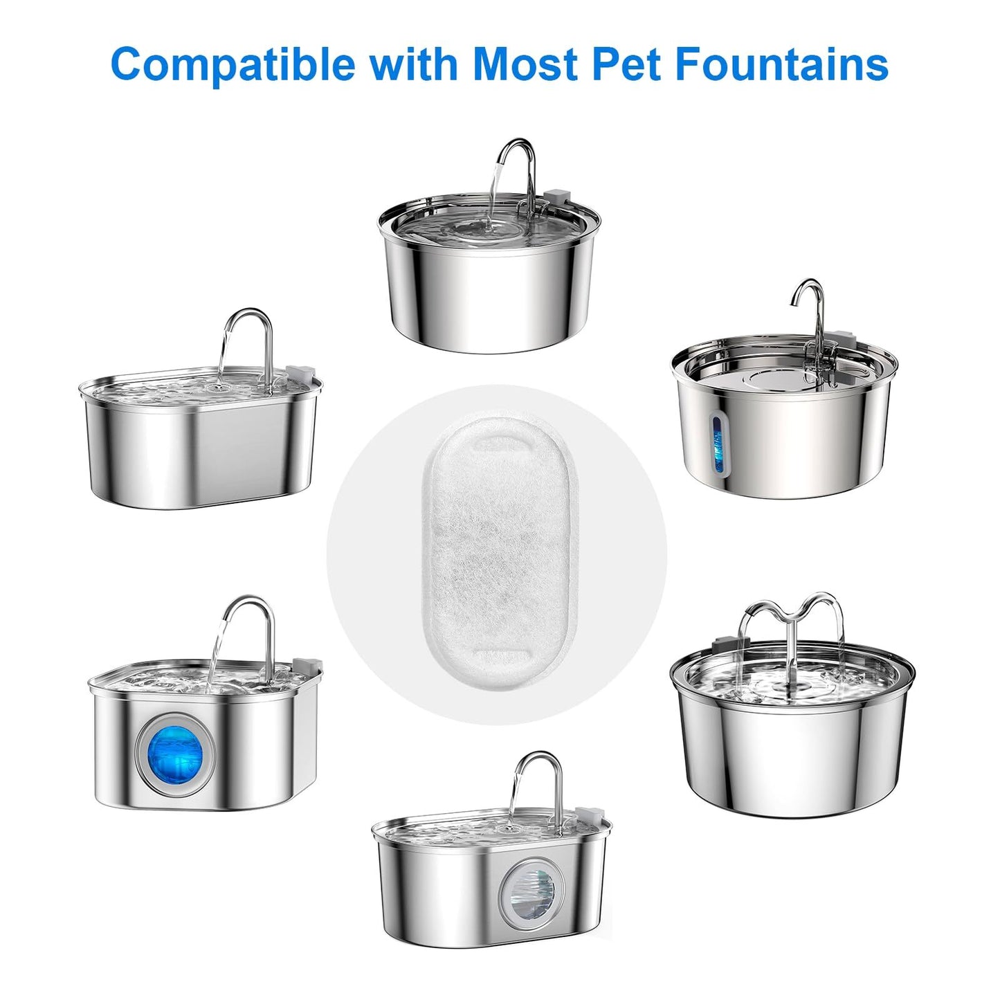 YES4PETS 8 x Pet Dog Cat Fountain Filter Replacement Activated Carbon Exchange Filtration System Automatic Water Dispenser Compatible