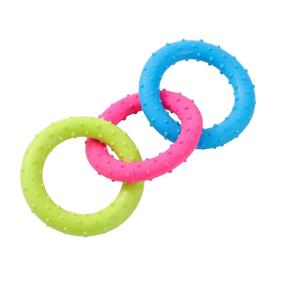 3 x Small Dog Puppy Fetch Toy Tugger Spikey Ring Large 16cm