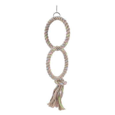 YES4PETS 3 x Jute Double Ring Toy Parrot Parakeet Cockatiel Budgie