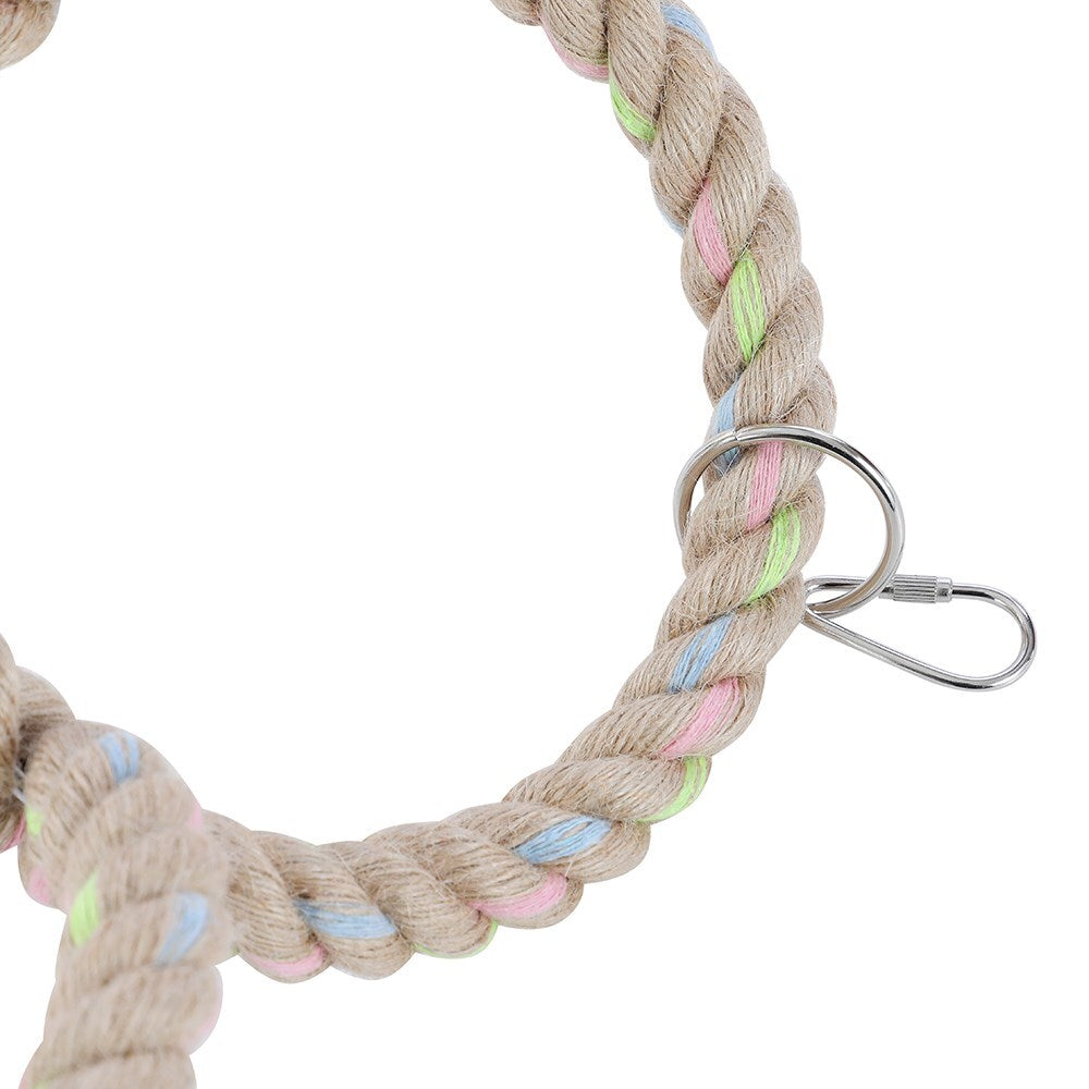 YES4PETS 3 x Jute Double Ring Toy Parrot Parakeet Cockatiel Budgie