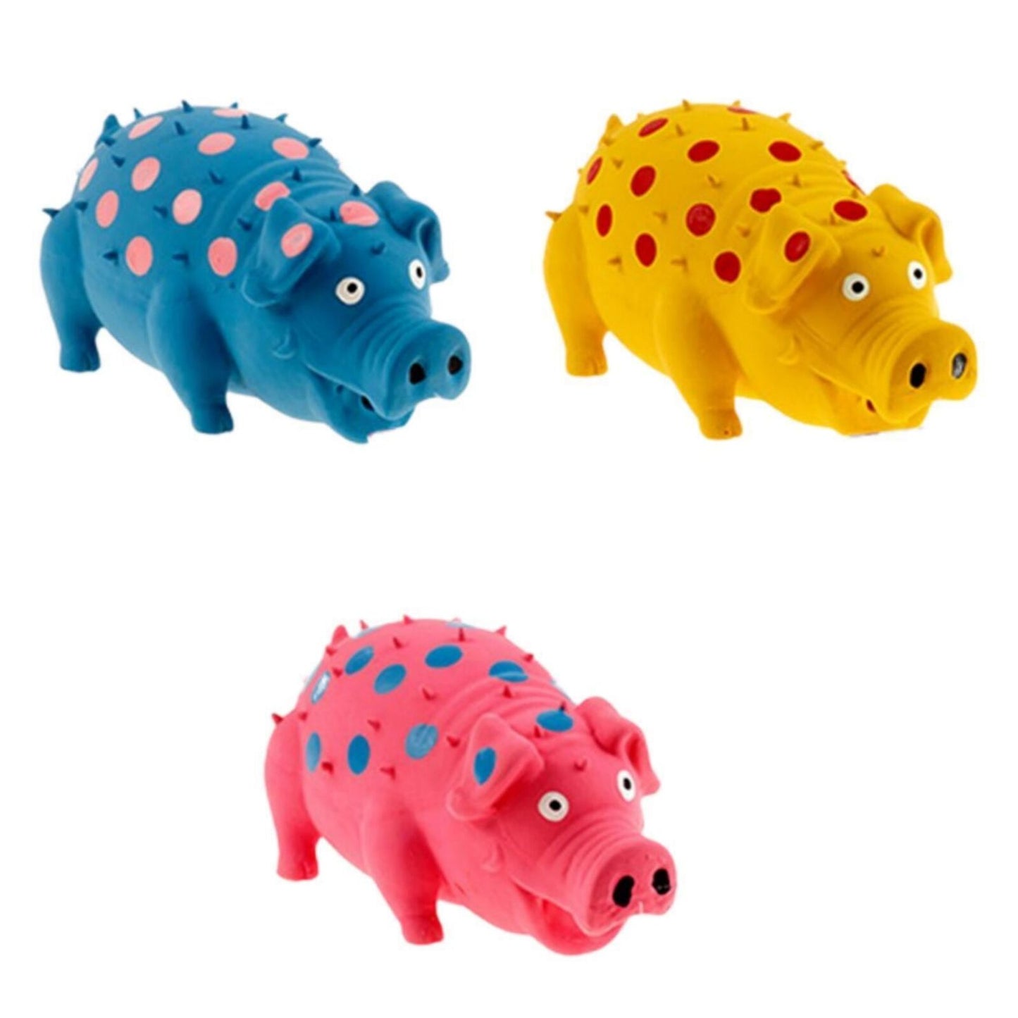 YES4PETS 3 x Large Dog Puppy Rubber Dental Hygiene Chew Play Toy Pig Latex 20cm