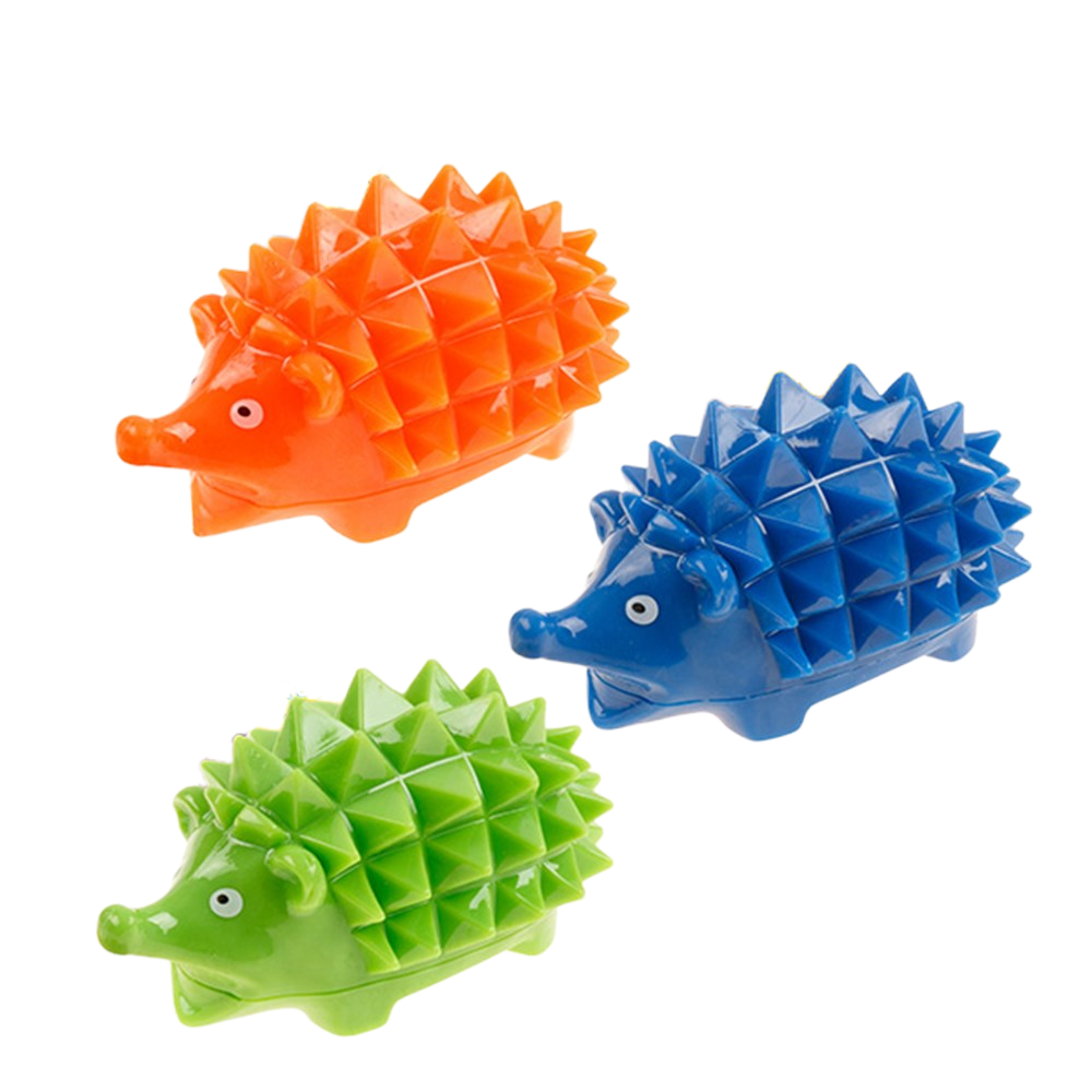 YES4PETS 3 Piece Assorted Colour Puppy Squeaky Toy Hedgehodge with Squeak - 18cm