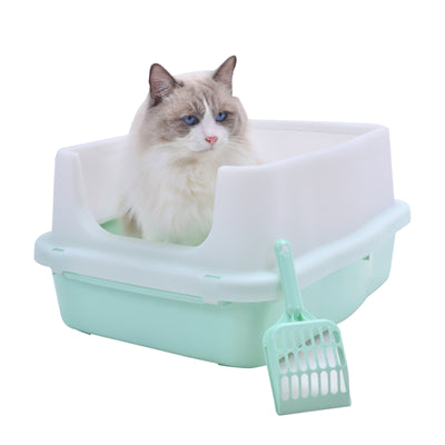 YES4PETS 3 x Large Deep Cat Kitty Litter Tray High Wall Pet Toilet Tray With Scoop
