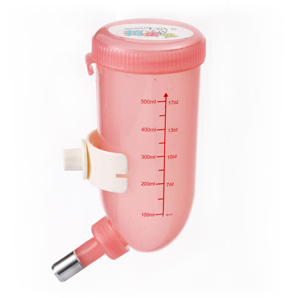 YES4PETS 3x 500ml Dog Cat Hamster Rabbit Water Bottle Hanging Drinking Dispenser Feeder Pink