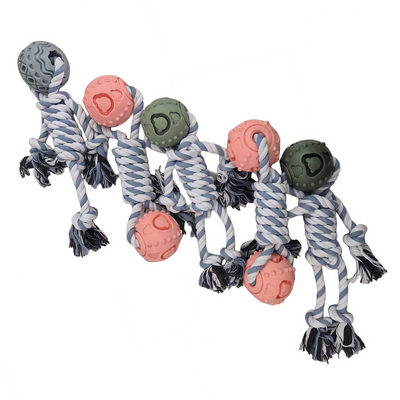 YES4PETS 3 x Pet Puppy Dog Toy Play Toy Rubber Ball Knotted Rope Toy