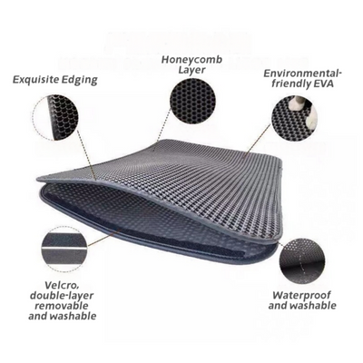 YES4PETS 3x Double Layer Cat Litter Tray Trap Mat Catch Cat Litter House Box Pad Toilet Mat 58 x 76cm