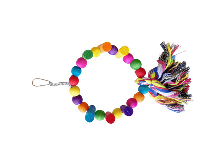 YES4PETS 4 X Small Bird Toy Round w Tassels 38x20cm Parrot Budgies Canaries Cockatiels Parakeet