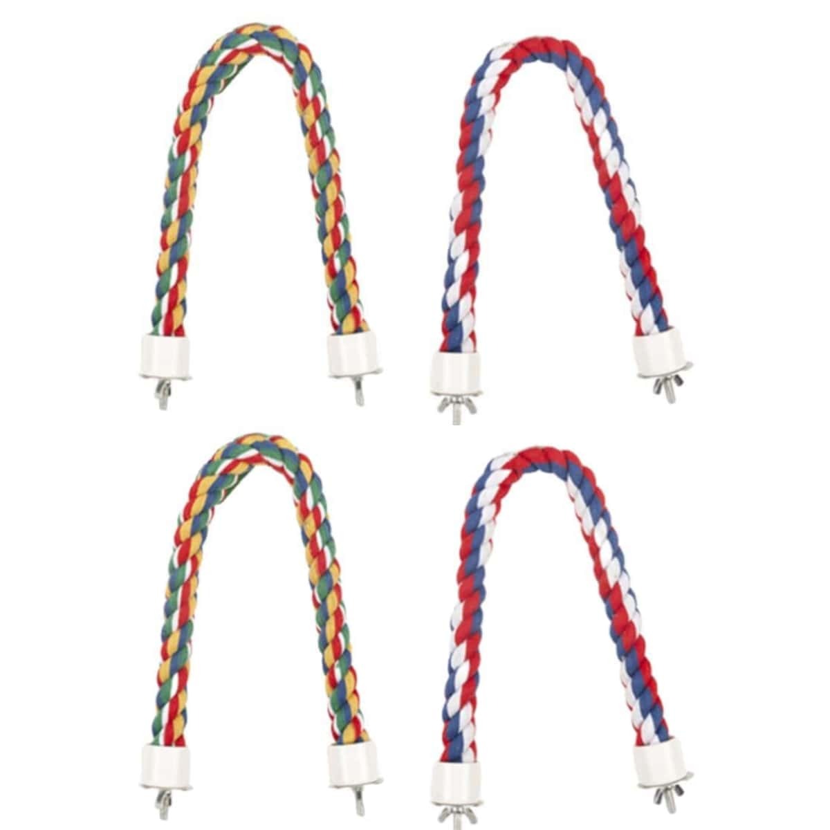 YES4PETS 4 x Bird Perch Colourful Rope Style 40cm Parrot Budgies Canaries