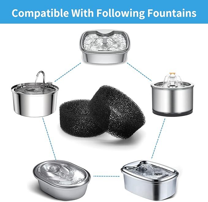 YES4PETS 16 x Sponge Filter Pet Dog Cat Fountain Filter Replacement Foam Filters