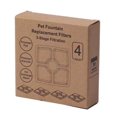 YES4PETS 16 Pet Dog Cat Fountain Filter Replacement Activated Carbon Ion Exchange Resin Triple Filtration System Automatic