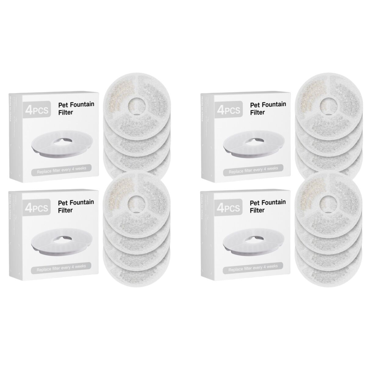 YES4PETS 16 x Pet Dog Cat Fountain Filter Replacement Activated Carbon Ion Exchange Resin Triple Filtration System Automatic Water Dispenser W7 W8