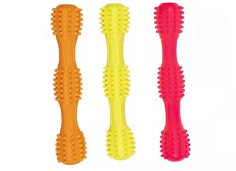 YES4PETS 6 x Medium Dog Puppy Toy Throw Stick Squeaky 17cm 3 Asstd Colours