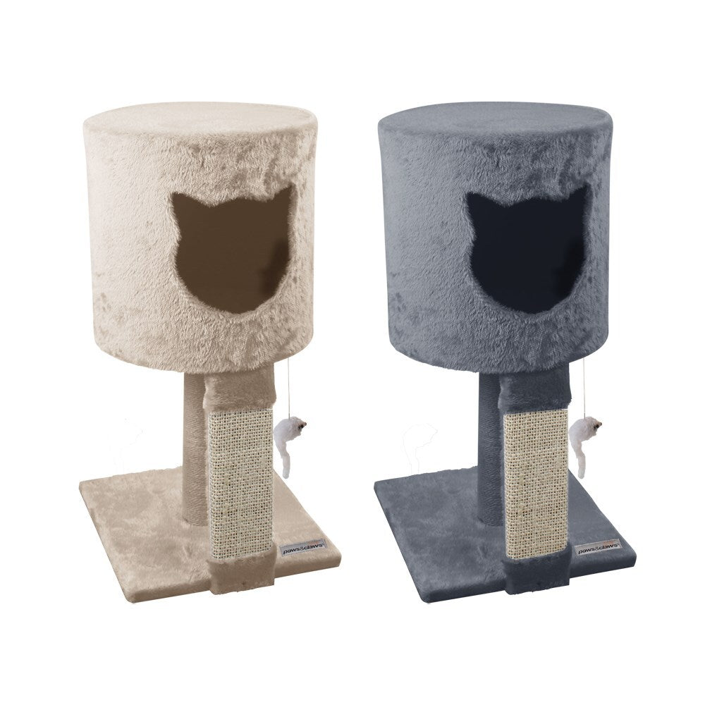 YES4PETS Beige / Grey Small Cat Scratching Tree Scratcher Post Pole Furniture Gym House