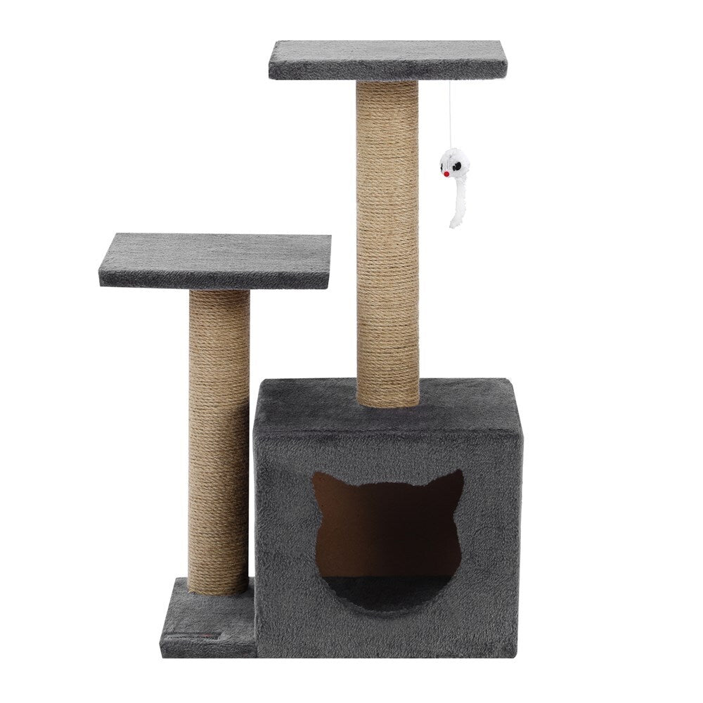 Beige / Grey Cat Scratching Tree Scratcher Post Pole Furniture Gym House