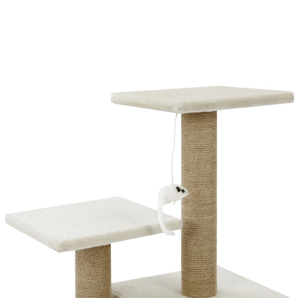 Beige / Grey Cat Scratching Tree Scratcher Post Pole Furniture Gym House
