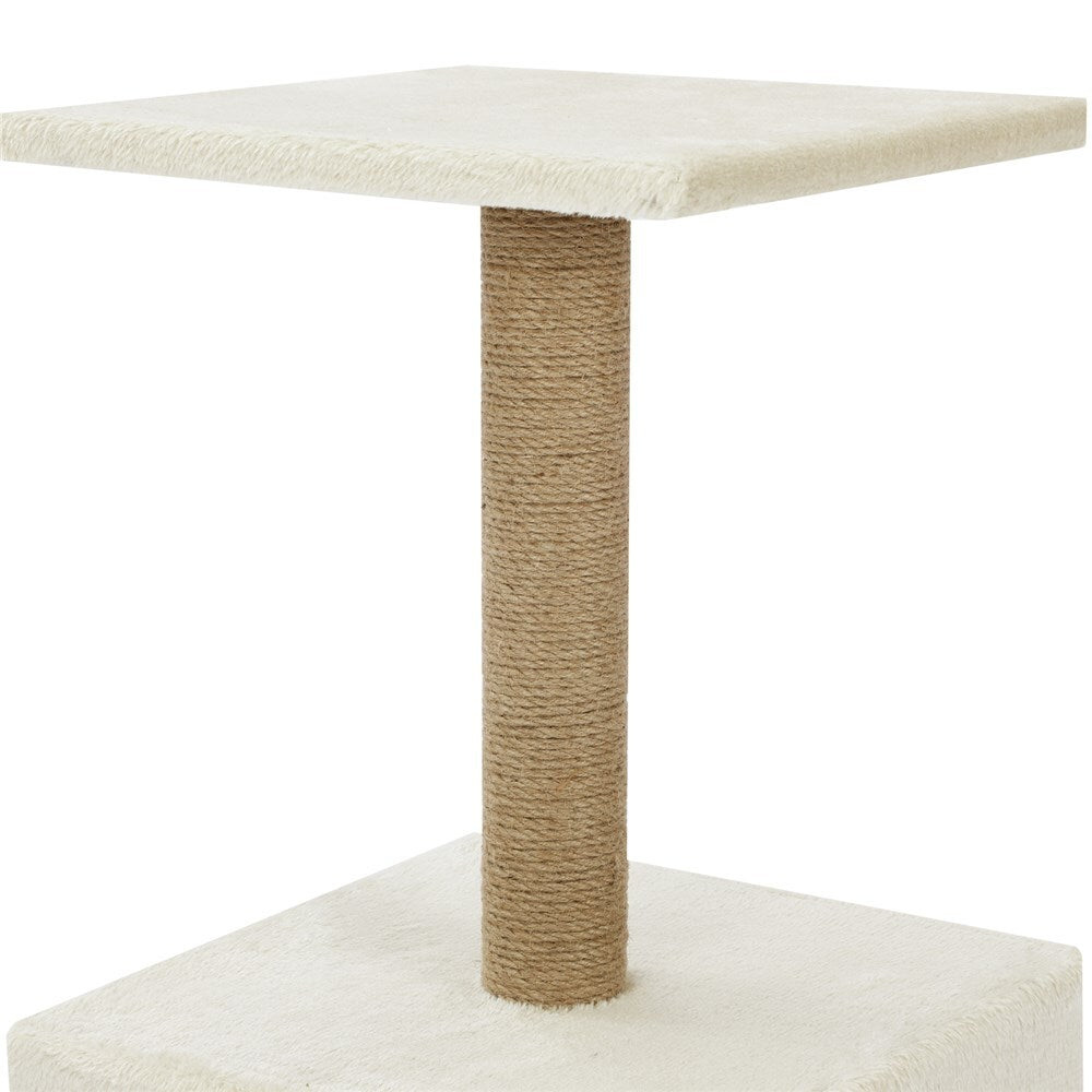 YES4PETS Beige / Grey Small Cat Scratching Tree Scratcher Post Pole Furniture Gym House