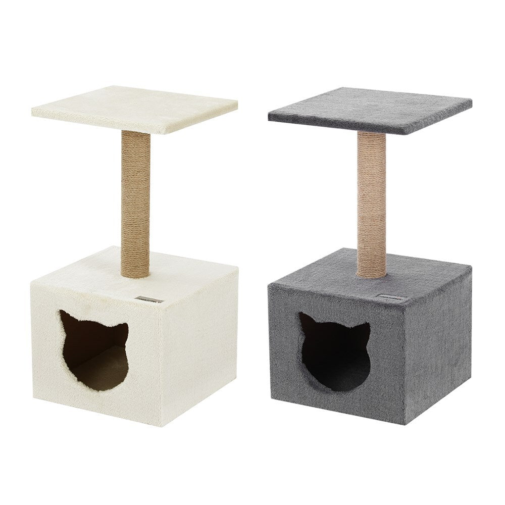 YES4PETS Beige / Grey Small Cat Scratching Tree Scratcher Post Pole Furniture Gym House