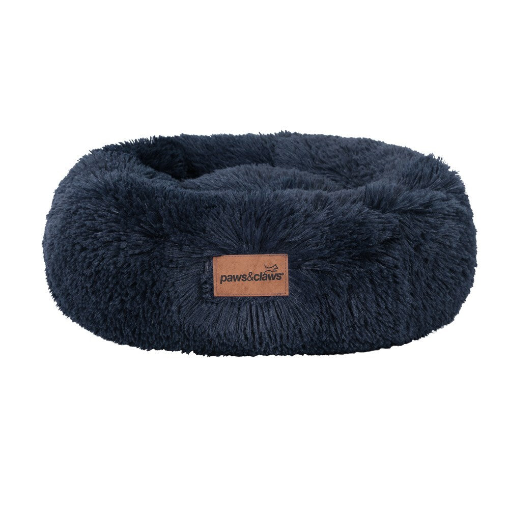 Small Round Calming Plush Cat Dog Bed Large Comfy Puppy Fluffy 50x50x19cm