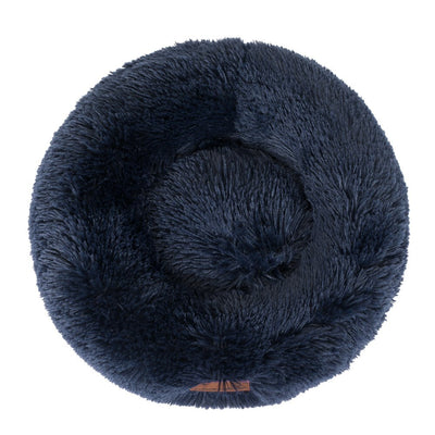 Small Round Calming Plush Cat Dog Bed Large Comfy Puppy Fluffy 50x50x19cm