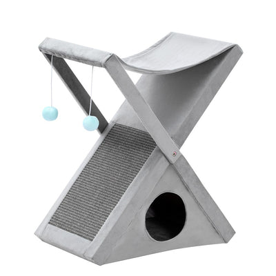 Grey Cat Scratching Tree Scratcher Post Pole Furniture Gym House