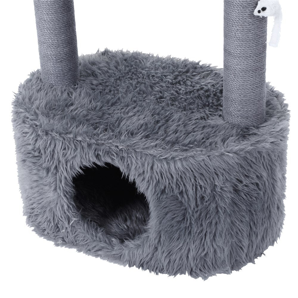 YES4PETS Grey Cat Scratching Tree Scratcher Post Pole Furniture Gym House