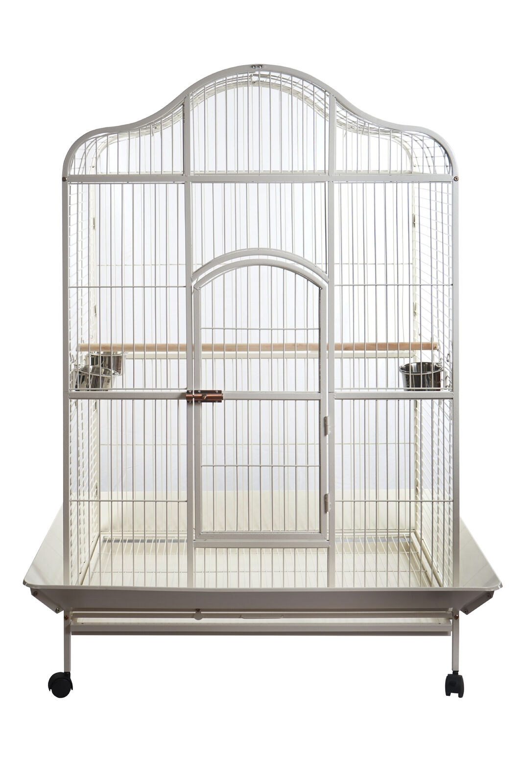 YES4PETS White XL Bird Cage Pet Parrot Aviary with Perch & Feeder