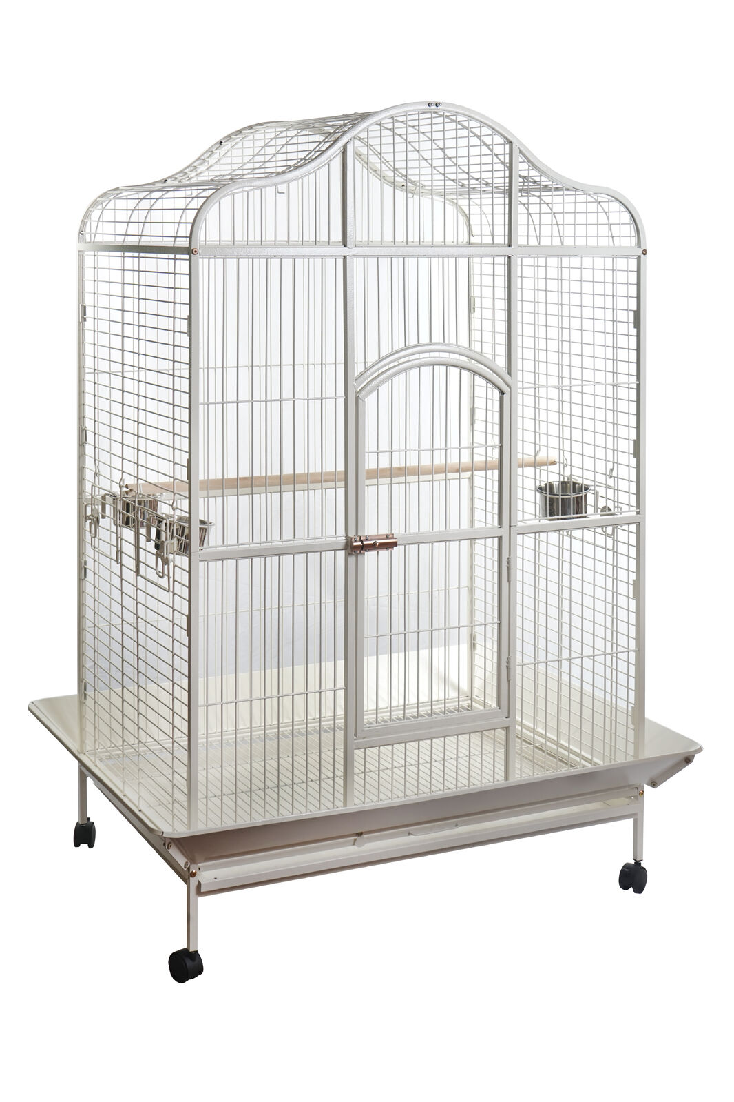 YES4PETS White XL Bird Cage Pet Parrot Aviary with Perch & Feeder
