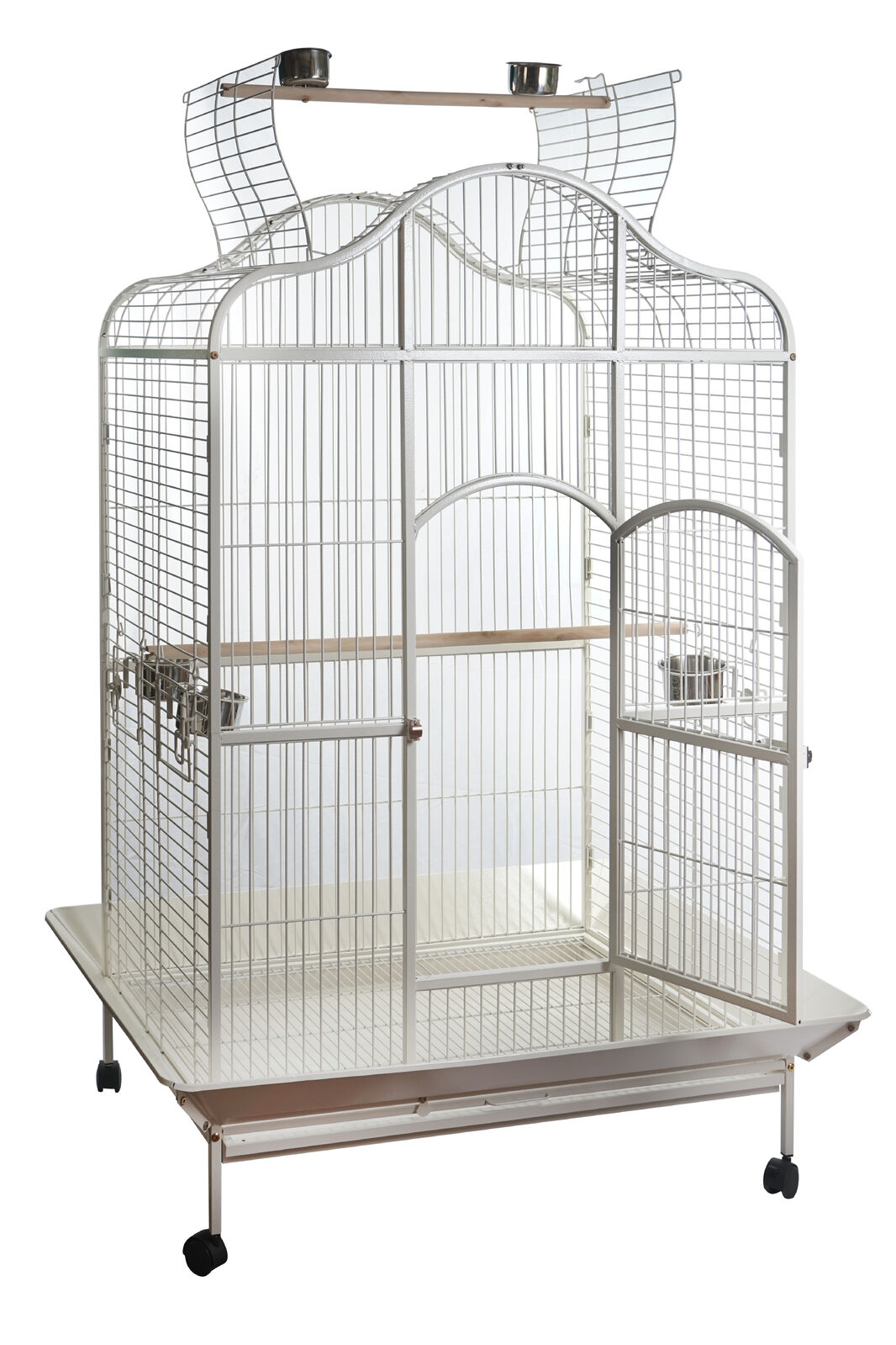 YES4PETS White XL Bird Cage Pet Parrot Aviary with Perch & Feeder