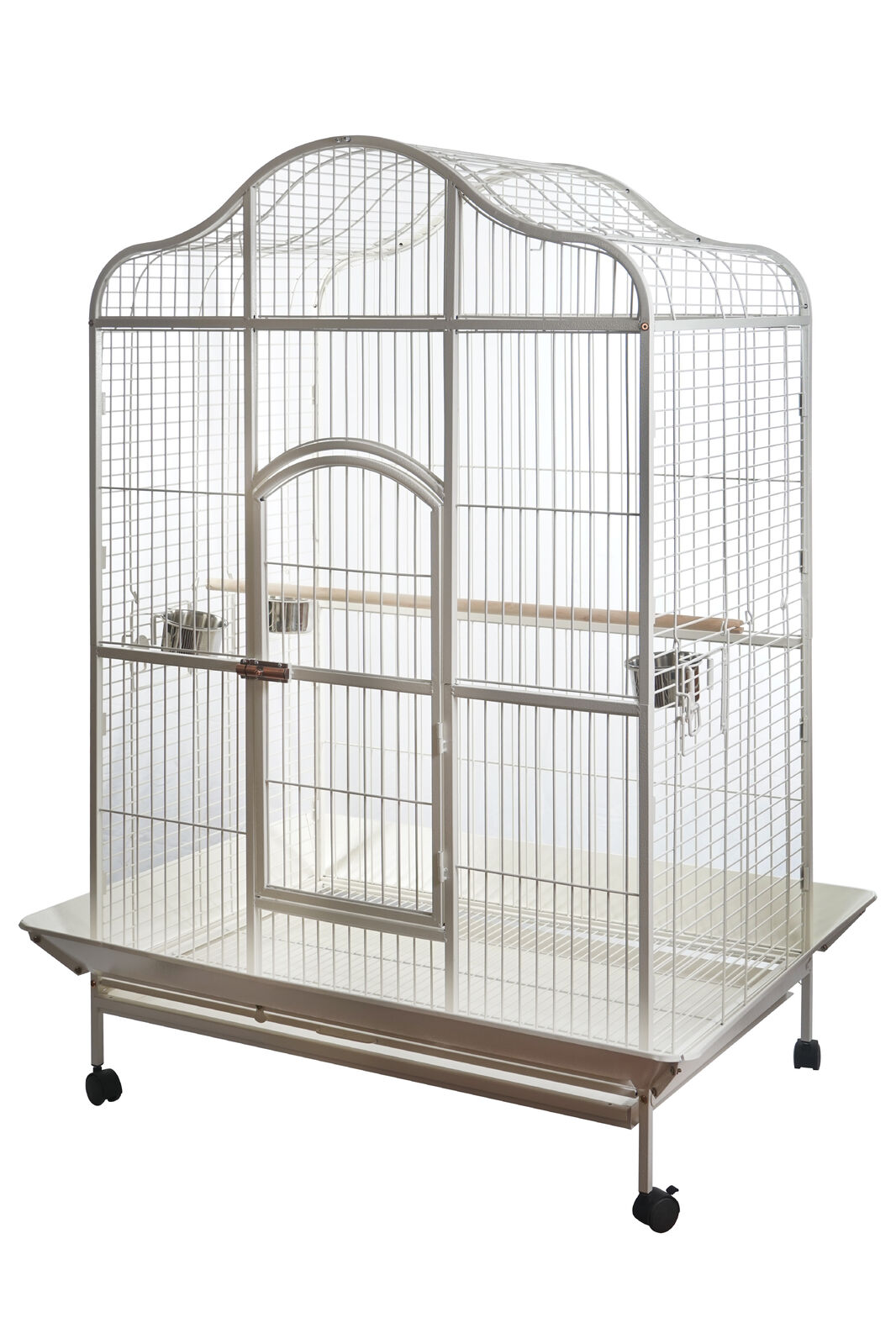 YES4PETS White XL Bird Cage Pet Parrot Aviary with Perch & Feeder