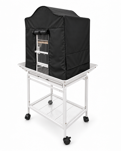 YES4PETS White Large Bird Budgie Cage Parrot Aviary Carrier With Stand & Wheel+Cover