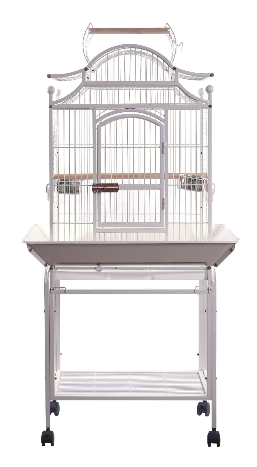 YES4PETS White Large Bird Budgie Cage Parrot Aviary Carrier With Stand & Wheel