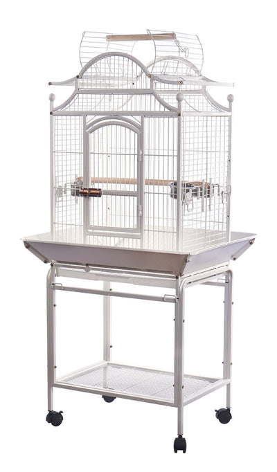 YES4PETS White Large Bird Budgie Cage Parrot Aviary Carrier With Stand & Wheel