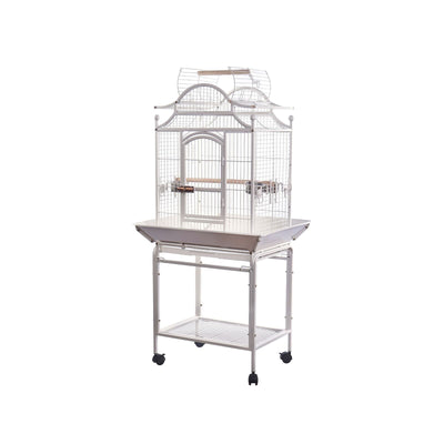 YES4PETS White Large Bird Budgie Cage Parrot Aviary Carrier With Stand & Wheel