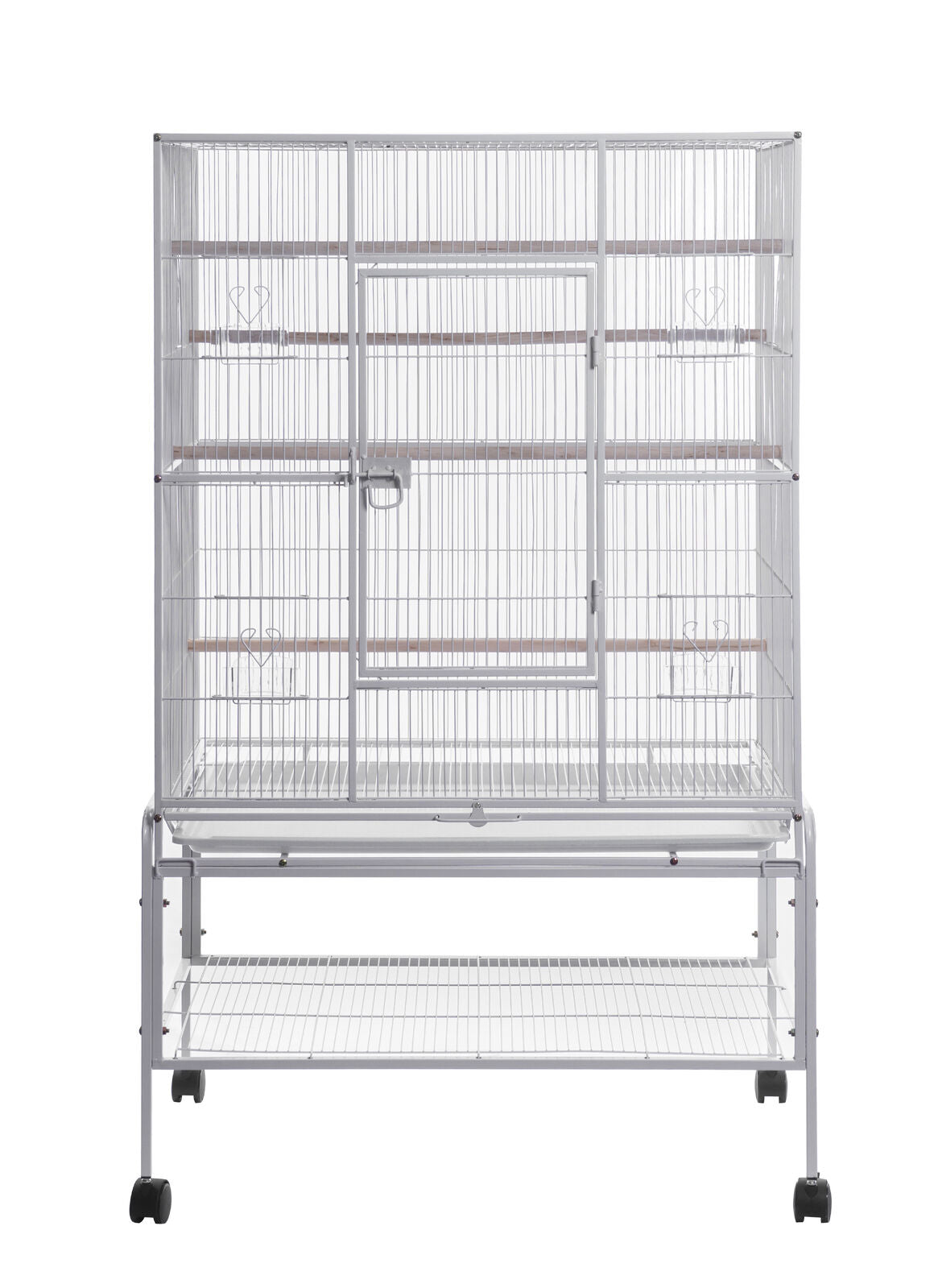 YES4PETS 140cm White Bird Cage Parrot Aviary Pet Stand-alone Budgie Perch Castor Wheels