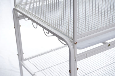 YES4PETS 140cm White Bird Cage Parrot Aviary Pet Stand-alone Budgie Perch Castor Wheels