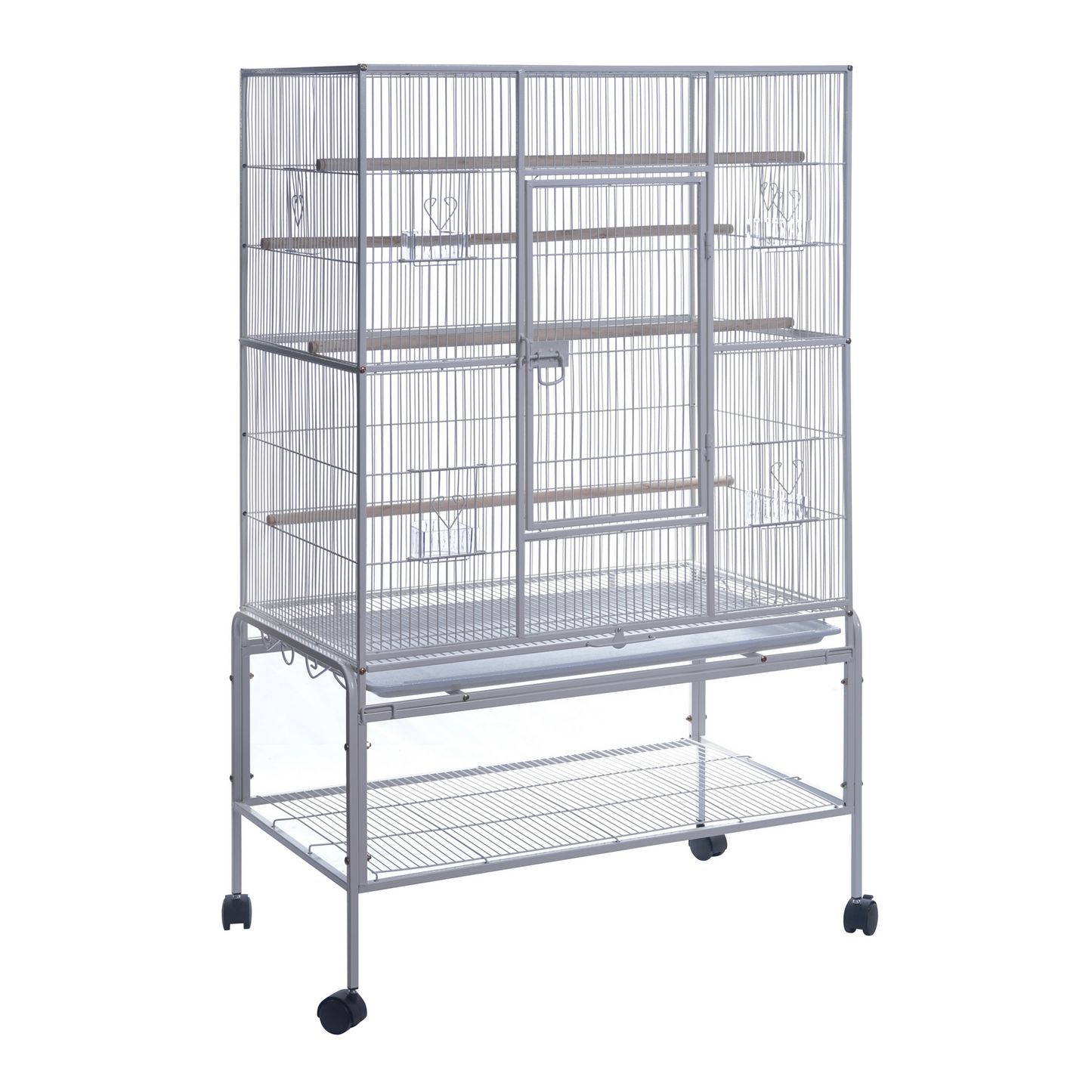 YES4PETS 140cm White Bird Cage Parrot Aviary Pet Stand-alone Budgie Perch Castor Wheels
