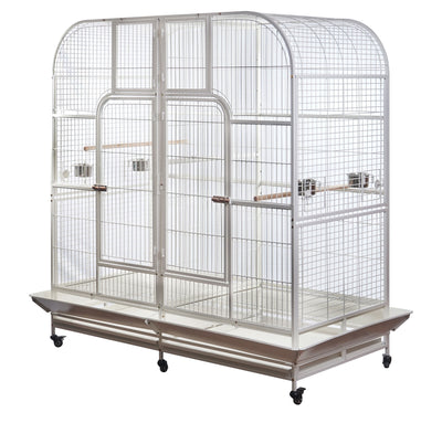 YES4PETS XXXL 185 cm White Bird Cage Pet Parrot Aviary Perch Castor Wheel Removable Divider Cover