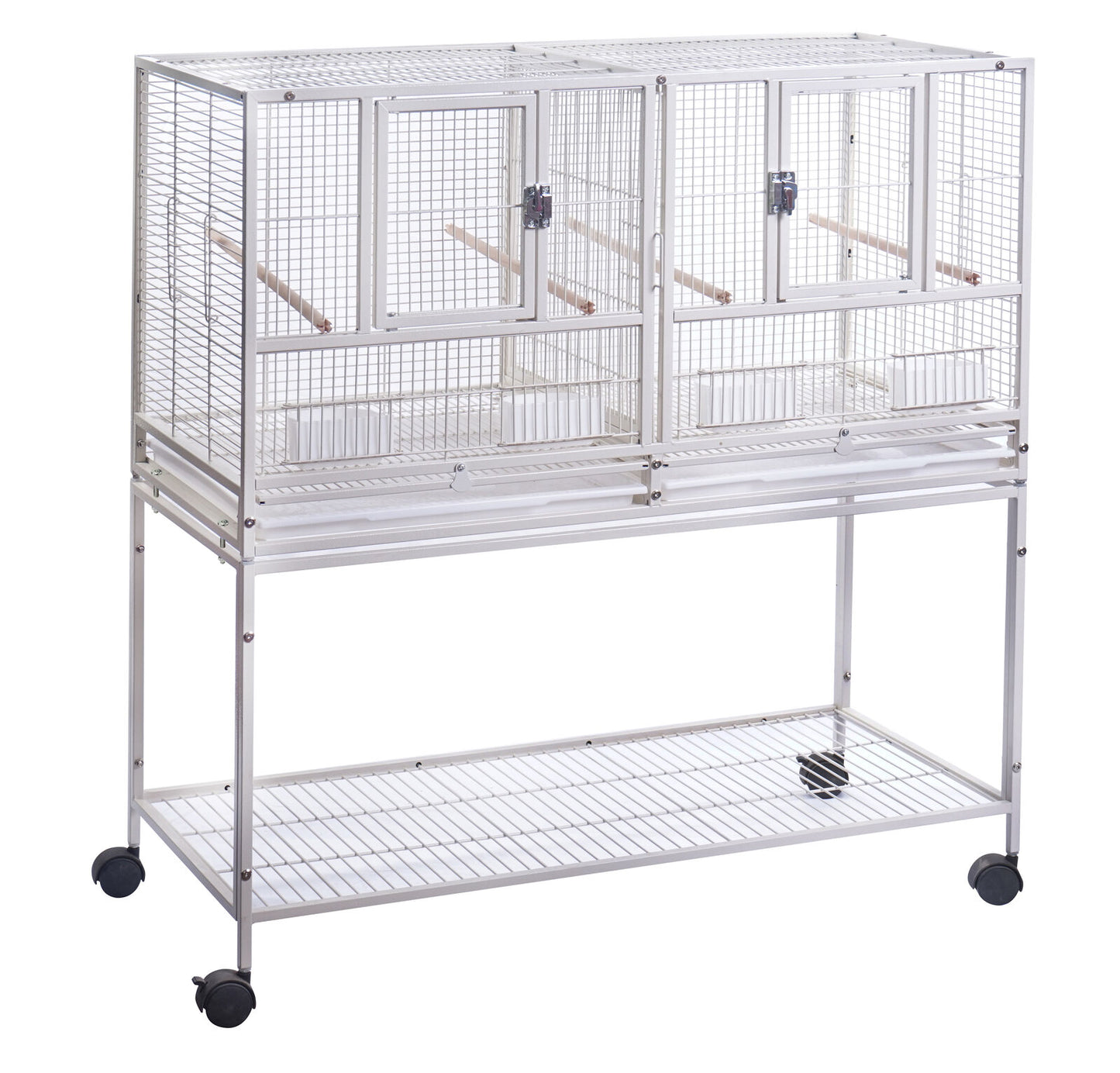 YES4PETS White Breeding Bird Budgies Aviary Cage Shelf Wheels
