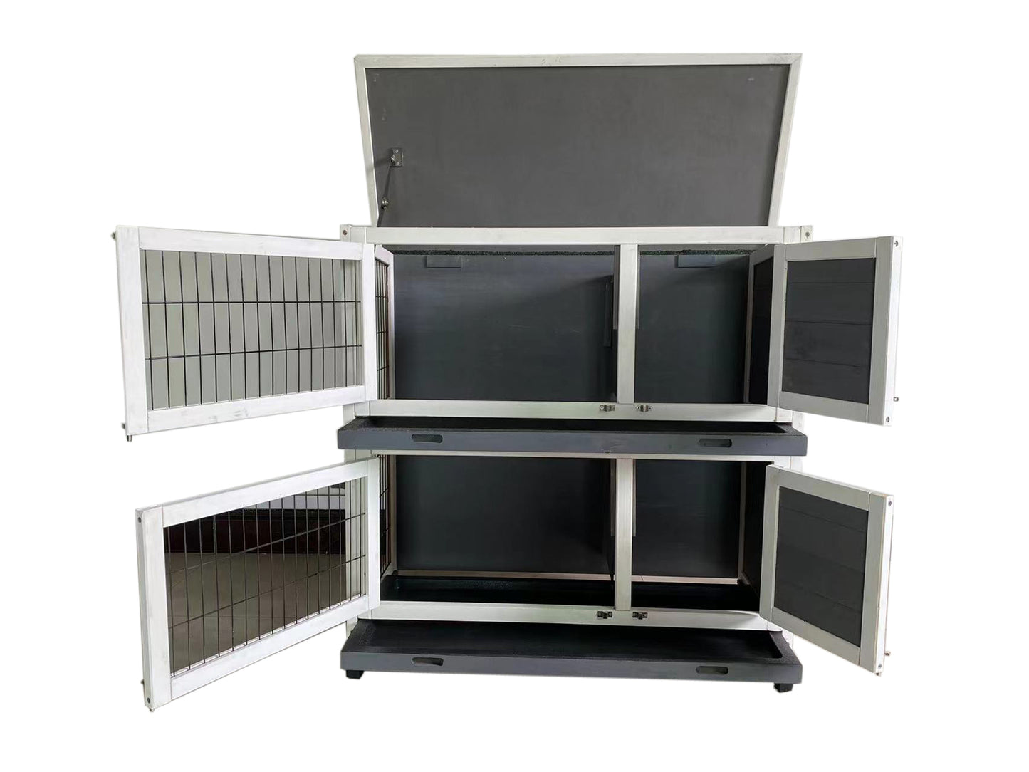 YES4PETS Large Double Storey Rabbit Hutch Guinea Pig Ferret Cage Grey