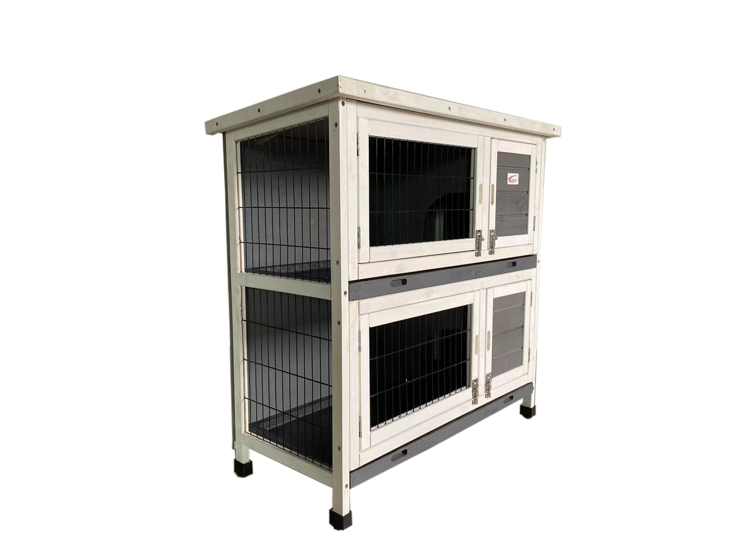 YES4PETS Large Double Storey Rabbit Hutch Guinea Pig Ferret Cage Grey
