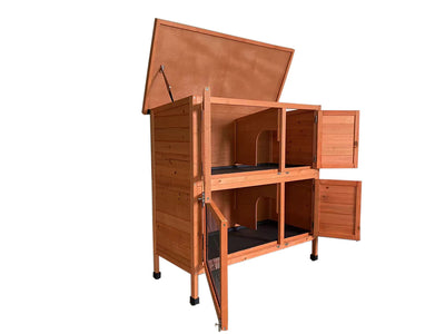 YES4PETS Large Double Wooden Pet Rabbit Hutch Guinea Pig Ferret Cage