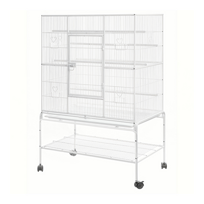 YES4PETS 158 cm White Large Bird Cage Parrot Budgie Aviary With Stand & Cover