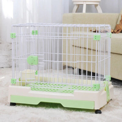 YES4PETS Medium Pet Dog Cat Rabbit Cage Crate Kennel With Potty Tray And Wheel 76x53x62cm