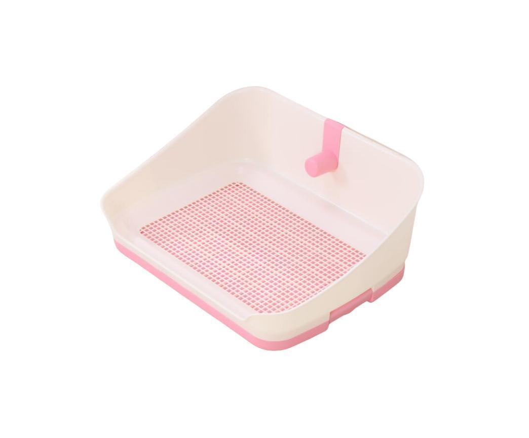 YES4PETS Medium Portable Dog Rabbit Potty Training Tray Pet Puppy Toilet Trays Loo Pad Mat With Wall Pink